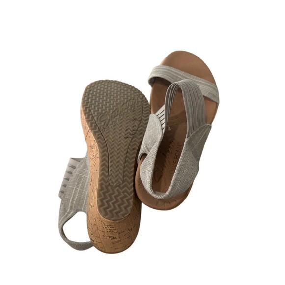 Skechers Beverlee Smitten Kitten Wedge Sandal Size 8 Taupe Cork - Picture 3 of 5